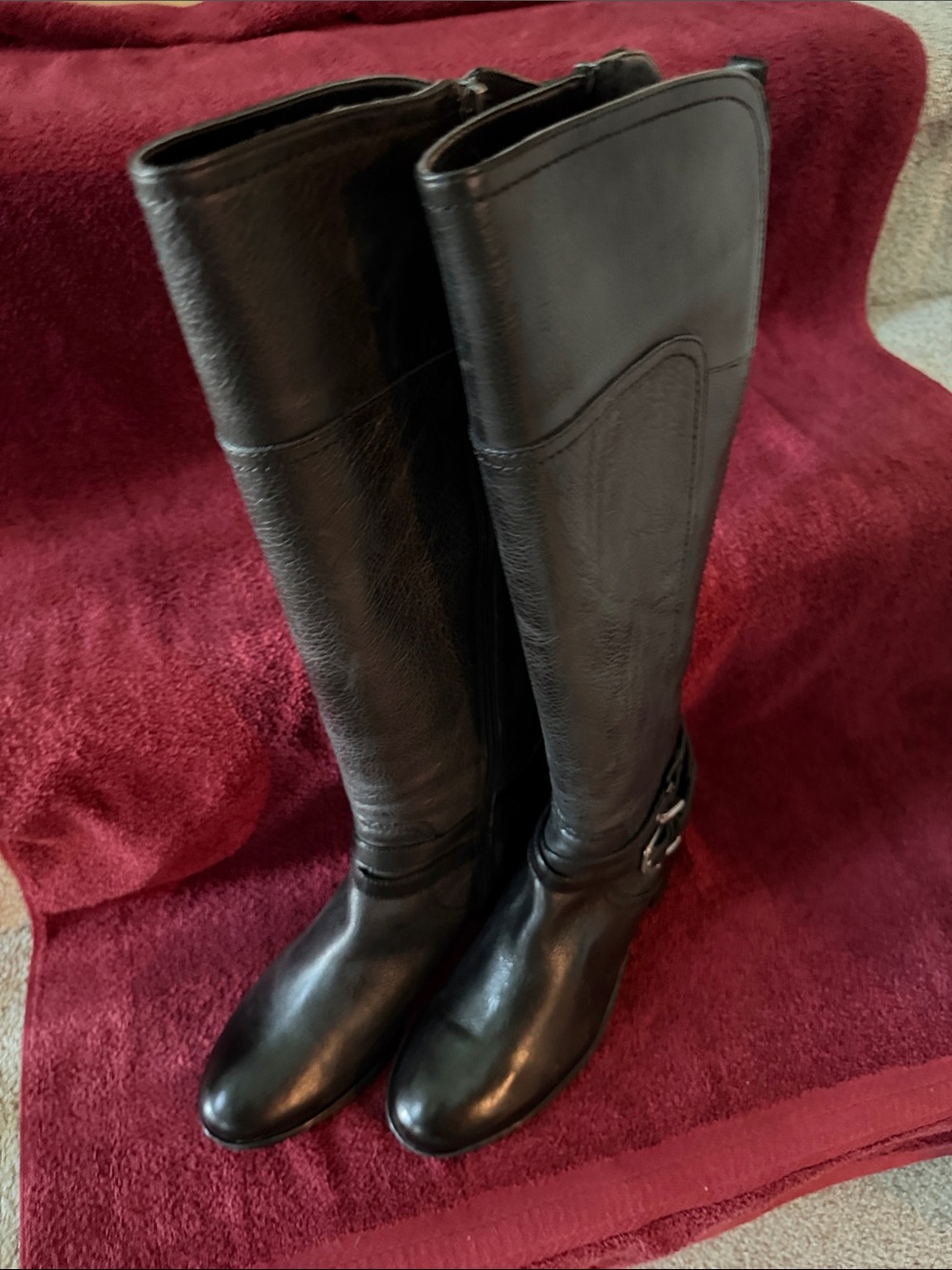 Marc Fisher Tall Black Leather Over-the-Knee Riding Boots